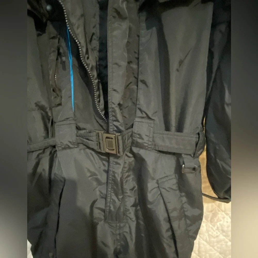 Inside Edge‎ Vintage Mens Ski Suit One Piece Black Blue Insulated Snow Suit M